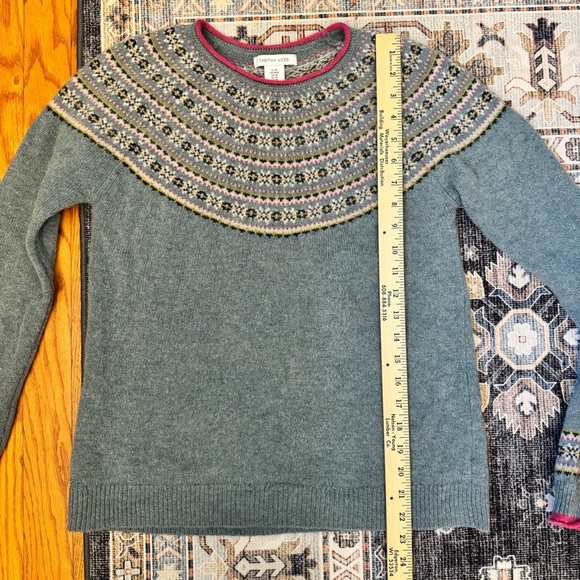 Anthropologie Tabitha Webb Women's Blue Fair Isle Lambswool Blend Sweater Size M - Picture 10 of 11
